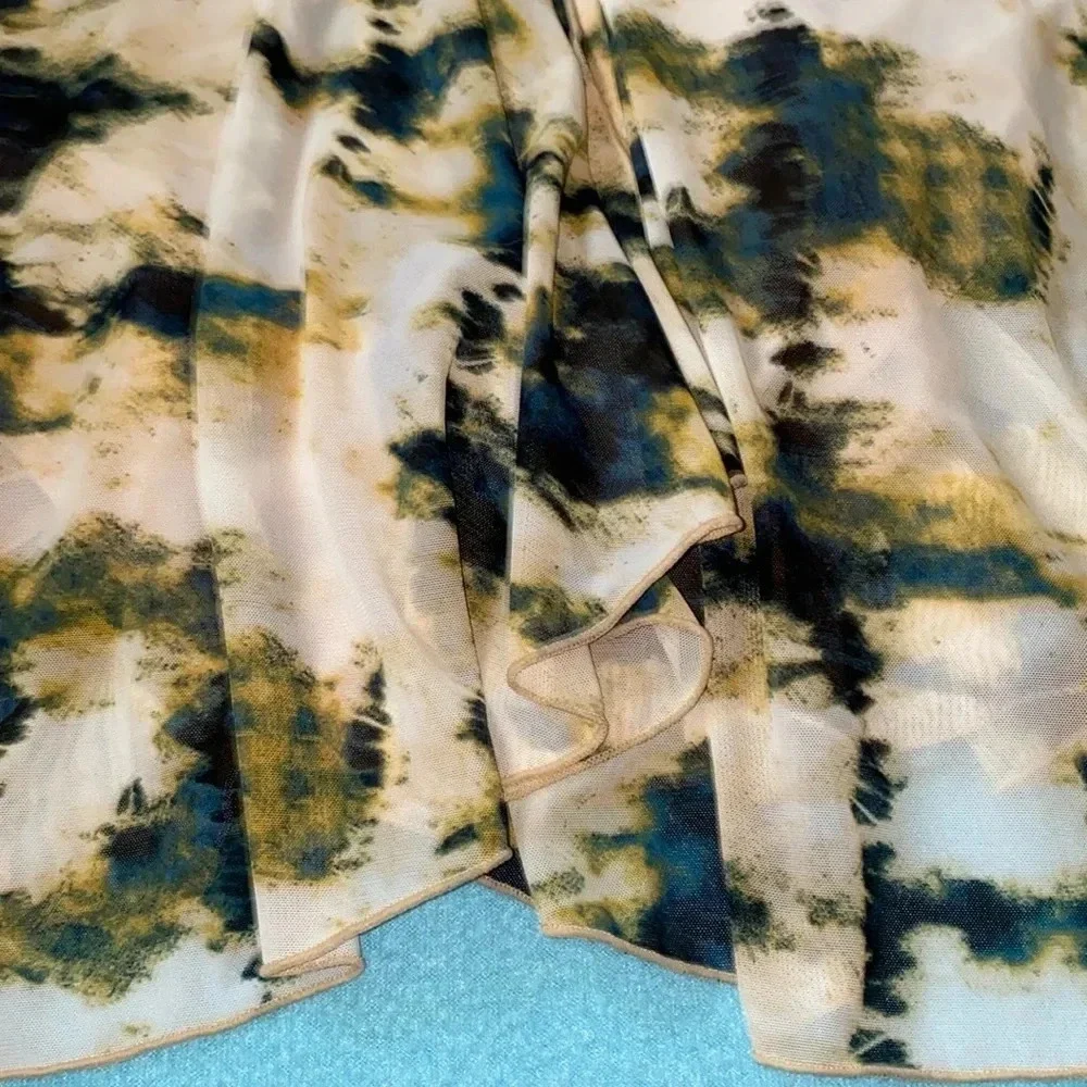 SWIM BY CACIQUE Fly Away tie dye print style swim dress faux wrap NEW size 28